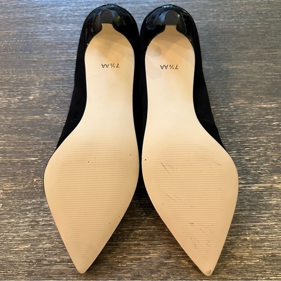 TALBOTS Diane Black Suede & Patent Leather Kitten Heel Pump 7.5 AA Narrow - Picture 3 of 8